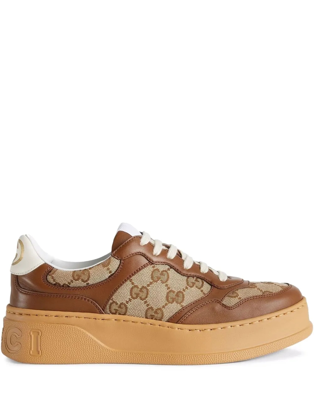 Gucci GG embossed low-top sneakers front angle
